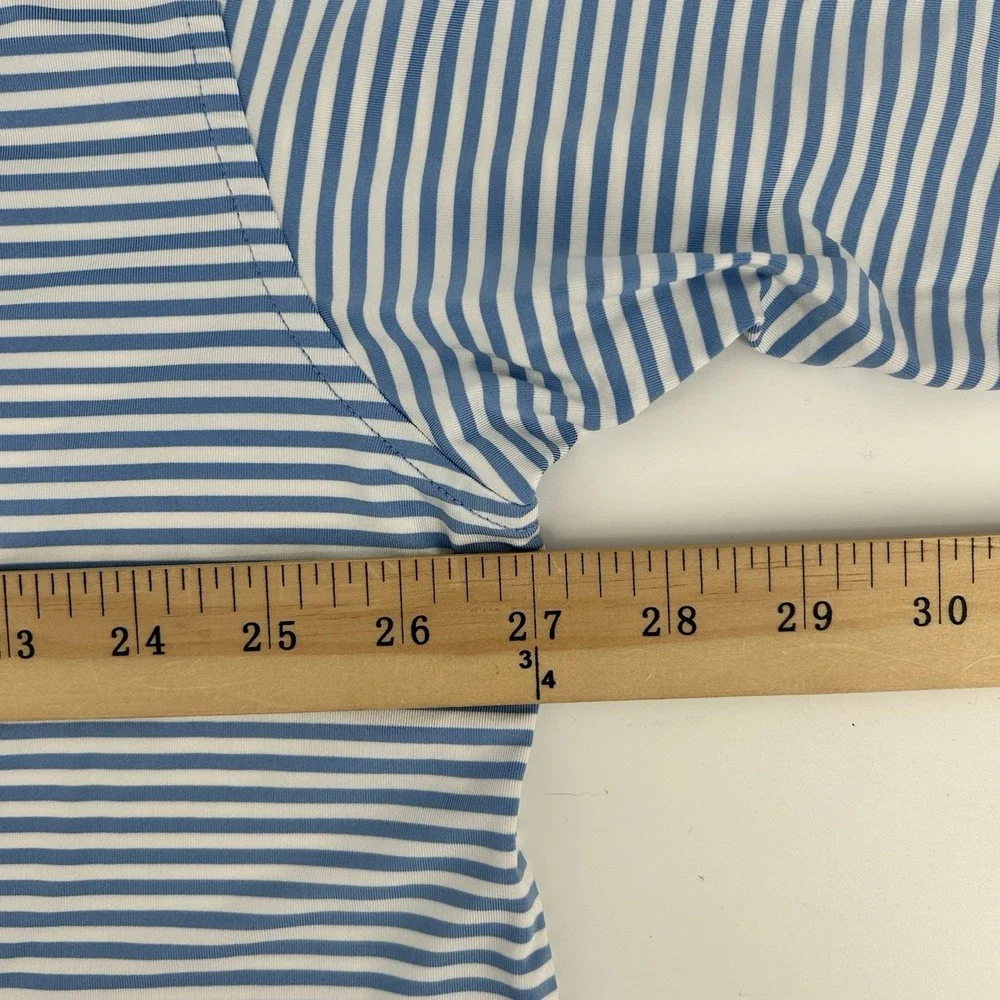 FootJoy Polo Shirt Mens 2XL Blue White Stripe ProDry‎ Lisle Golf Performance